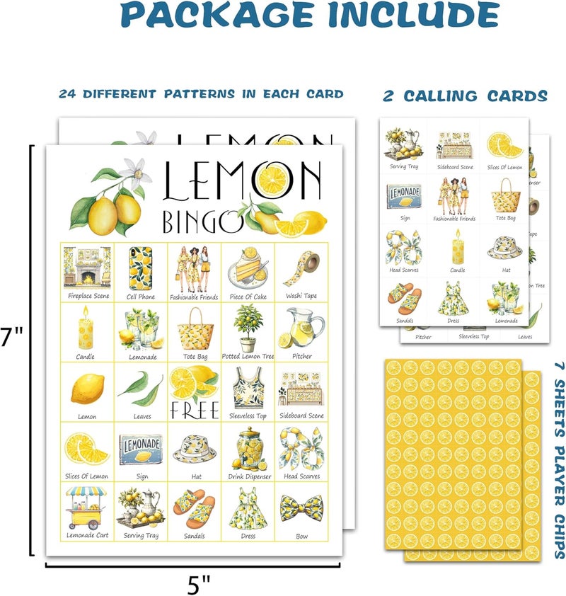 OZTEMETY Lemon Bingo - 24 Player Bridal & Baby Shower Game - Image 2